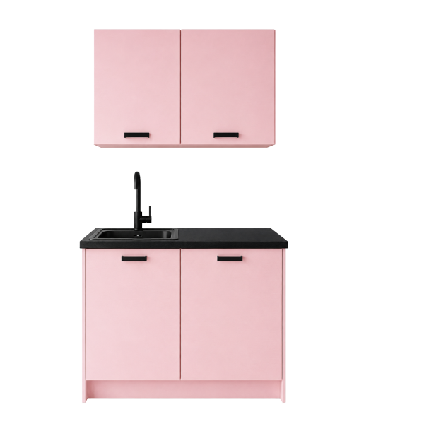 Roctor RT1016 Pantryk&uuml;che ohne E-Ger&auml;te Nordic Ros&eacute; Black