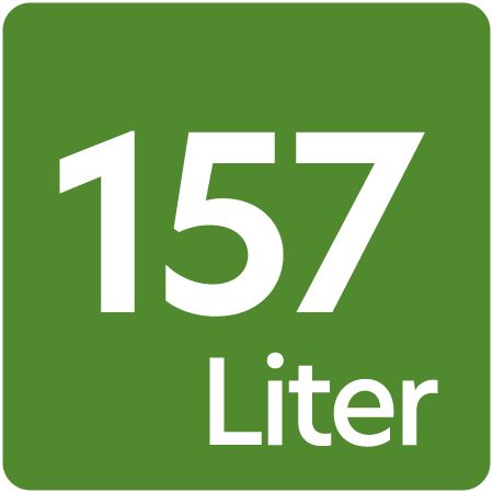 Symbol für 157 Liter Fassungsvermögen