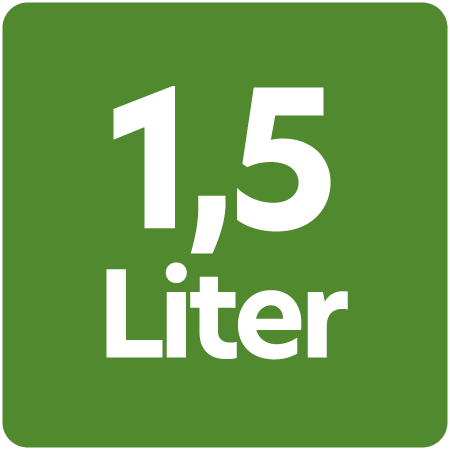 Symbol für 1,5 Liter Fassungsvermögen