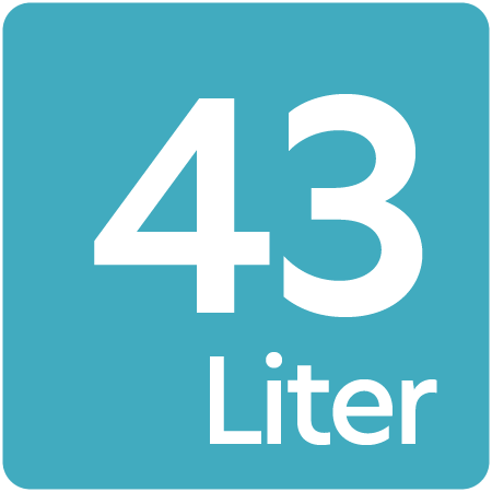 Symbol für 43 Liter Fassungsvermögen