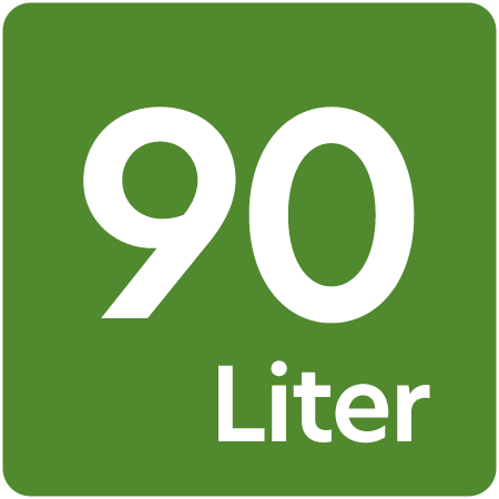Symbol für Fassungsvermögen von 90 Litern