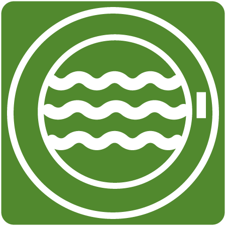 Symbol für Schonende Technologie mit AquaWave-Trommel